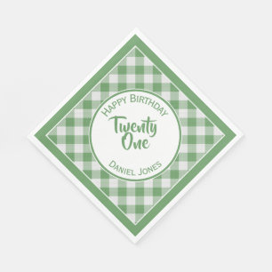 Green Gingham Karos Pattern Birthday Party Serviette