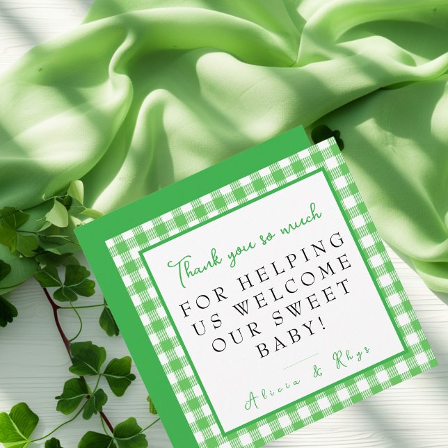 Green Gingham Labor & Delivery NICU Hospital Dankeskarte (Green Gingham Labor & Delivery NICU Hospital Thank You Card)