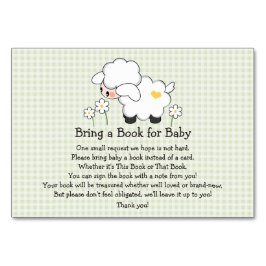 Green Gingham LAMB BABY SHOWER BOOK ANFRAGESKARTE Tischnummer
