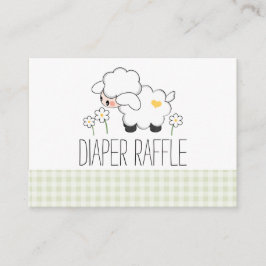 Green Gingham Lamb Diaper Raffle Tickets Begleitkarte