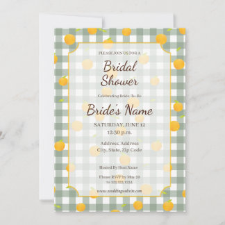 Green Gingham Lemon Picnic Kariert Dusche Einladun Einladung