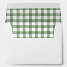 Green Gingham Lined Envelope