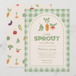 Green Gingham Little Sprout auf der Way Baby Dusch Einladung