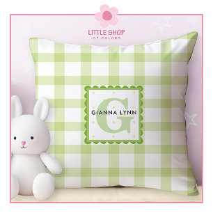 Green Gingham Mit Monogramm Kissen