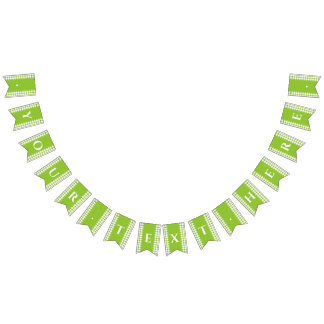 Green Gingham Monogram Picnunting Banner