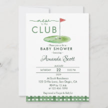 Green Gingham New To The Club Golf  Baby Shower  