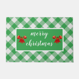Green Gingham Pattern Merry Christmas Custom Fußmatte