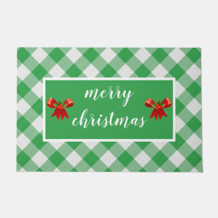 Green Gingham Pattern Merry Christmas Custom Fußmatte