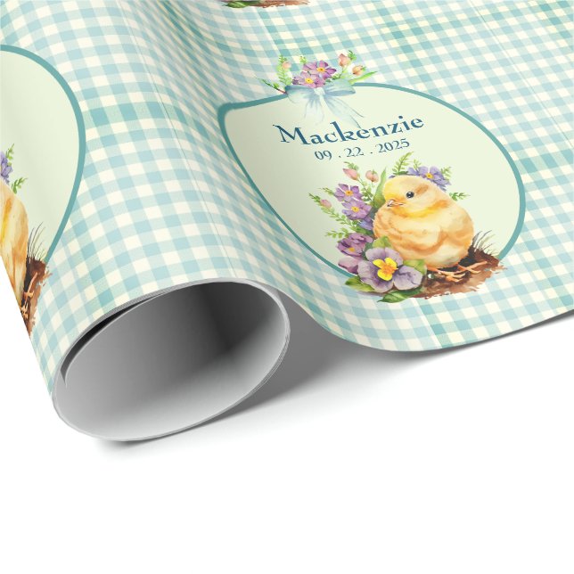 Green Gingham Personalisiert Birthday Geschenkpapier (Rolleneckpunkt)