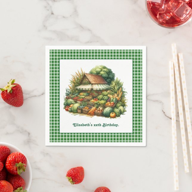 Green Gingham Produce Stand - Bauern Market Party Serviette (Beispiel)