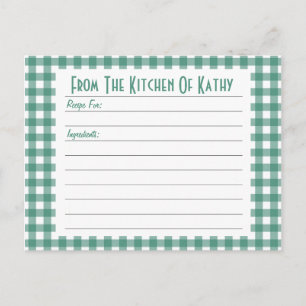 Green Gingham Recipe Card Postkarte