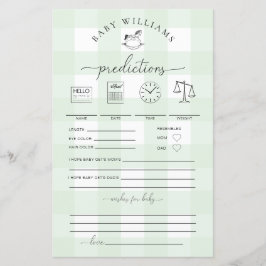 Green Gingham Rocking Horse Baby Predictions Game