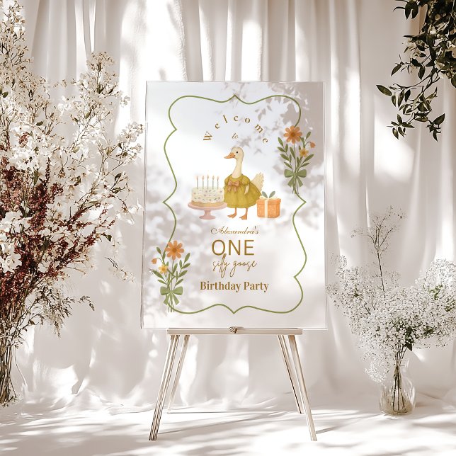  Green Gingham Silly Goose 1st Birthday Acrylschild (Von Creator hochgeladen)