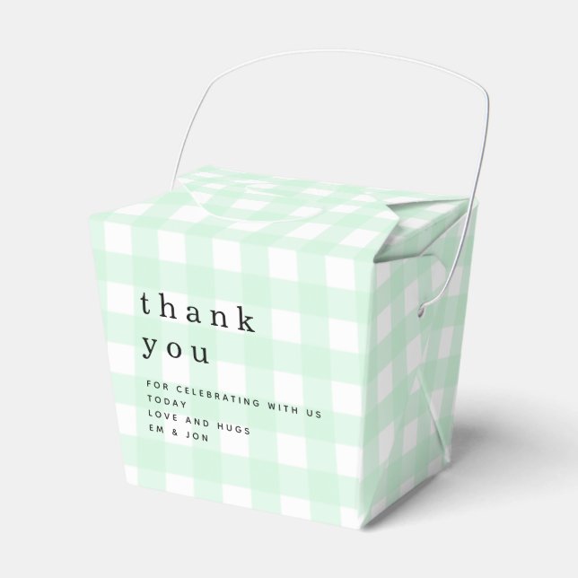 Green Gingham Vielen Dank Picnic Baby Dusche Geschenkschachtel (Vorderseite)