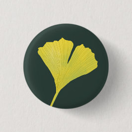 Green Gingko Leaf Nature Lover Botanisches Muster Button