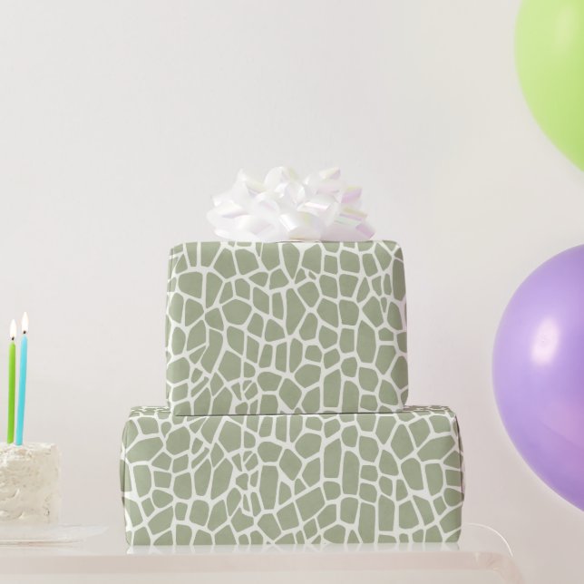 Green Giraffe Print Birthday Geschenkpapier (Partygeschenke)
