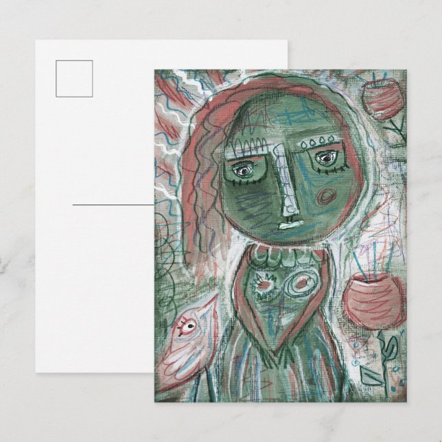 Green Girl Postkarte (Vorne/Hinten)