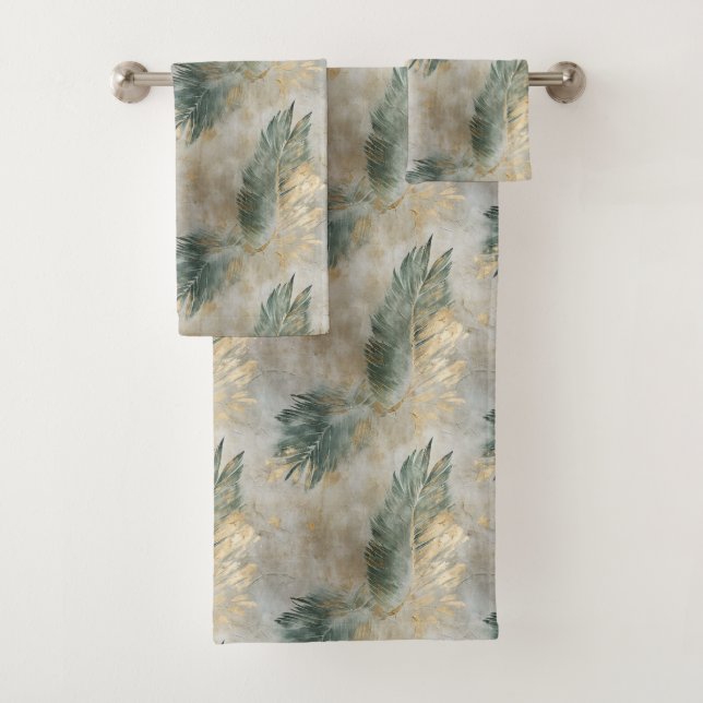 Green Glam Chic Gold White Feuilles tropicaux (En situation)