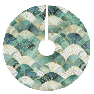 Green Glam Gold Abstrakt Polyester Weihnachtsbaumdecke