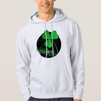 Green Glitter Shamrock Happy St Patrick’s Day T-S Hoodie