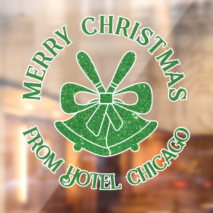 Green Glitzer Bells Custom Holiday Fensteraufkleber