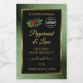 Green Glitzer Black Product Labels Ladybug Logo Lebensmitteletikett