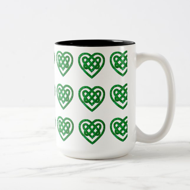 Green Glitzer Celtic Heart Knot Pattern Tasse (Rechts)