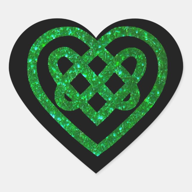 Green Glitzer Celtic Heart Knot Stickers (Vorderseite)