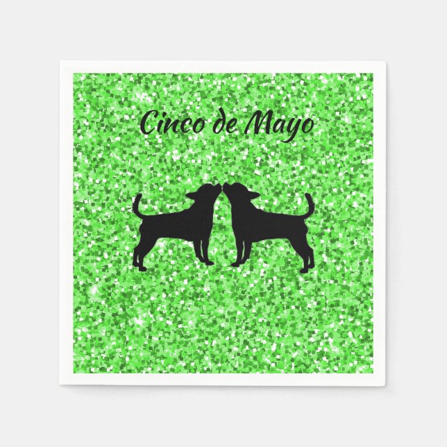 Green Glitzer Cinco de Mayo Party Napkins Serviette (Vorderseite)