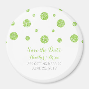 Green Glitzer Confetti speichern das Datumsfenster Magnet
