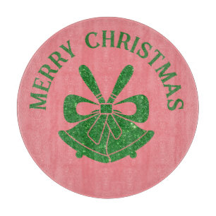 Green Glitzer Glocken auf rosa Feiertage Custom Schneidebrett