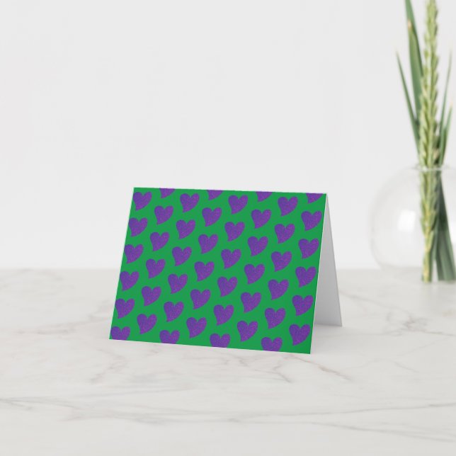 Green Glitzer Heart Karte (Vorderseite)