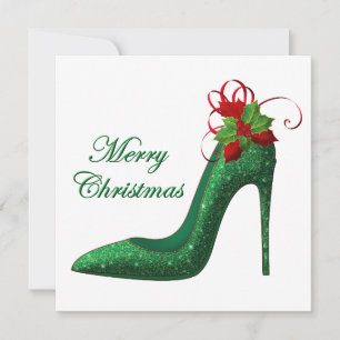 Green Glitzer Heelses Weihnachtsgrüße Karte