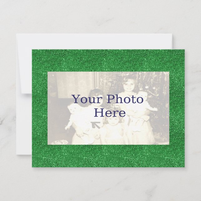 Green Glitzer Holiday Foto Card Feiertagskarte (Vorderseite)