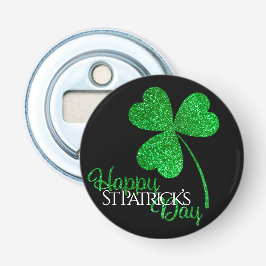 Green Glitzer Kleeblatt Happy St Patrick's Day T-S Flaschenöffner
