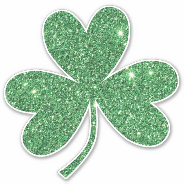 Green Glitzer Kleeblatt Kiss Cut Sticker (Vorderseite)