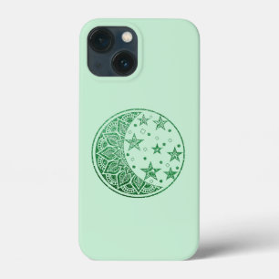 Green Glitzer Moon and Stars Mandala Case-Mate iPhone Hülle