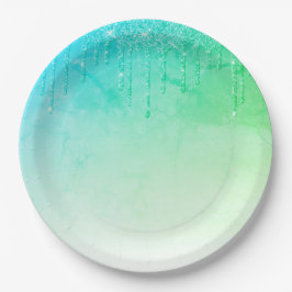 Green Glitzer Ombré Glam Glitzern Pappteller