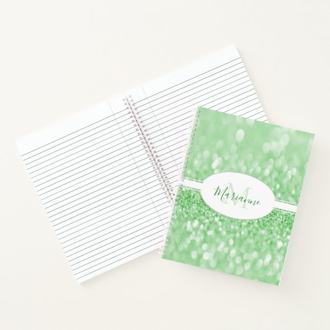 Green Glitzer Personalisieren Notebook Notizbuch (Innenseite)
