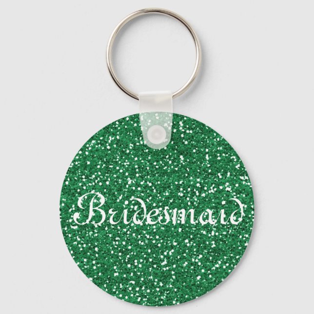Green Glitzer Personalisiert Bridesmaid Schlüsselanhänger (Vorderseite)