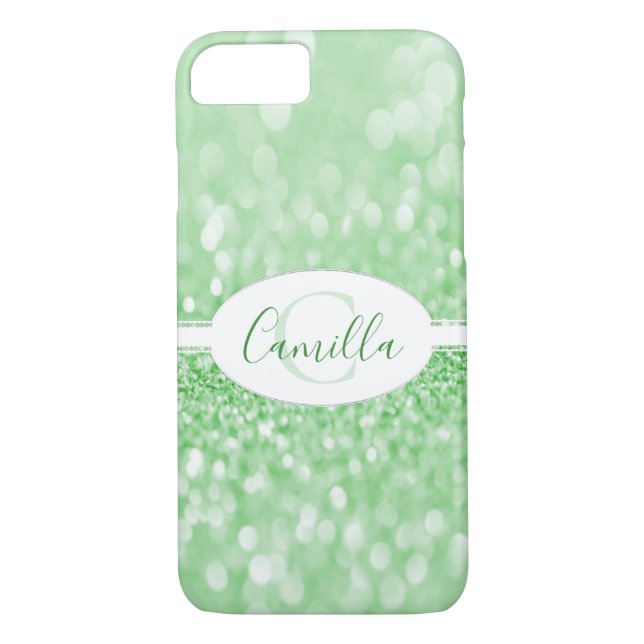 Green Glitzer Personalize Case-Mate iPhone Case (Rückseite)