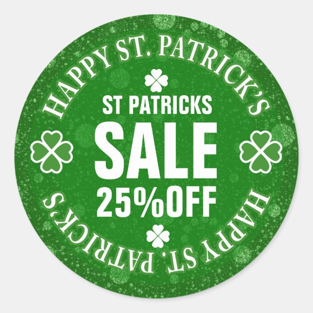 Green Glitzer St Patrick's Custom Sale Aufkleber (Vorderseite)
