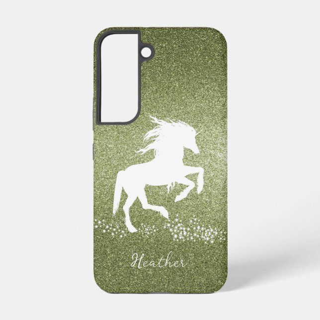 Green Glitzer Unicorn Samsung Galaxy Fall Hülle (Rückseite)
