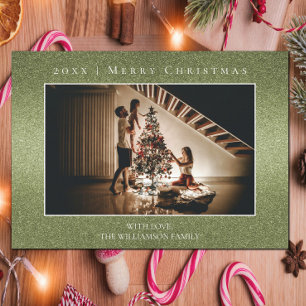 Green Glitzer Weihnachts-Fotokarte Feiertagskarte