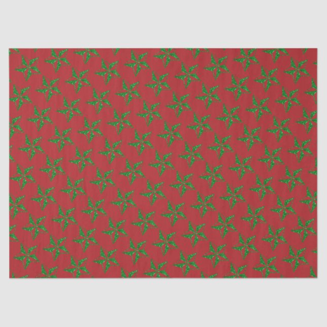 Green Glitzer Weihnachtsstern Seidenpapier (Vorderseite)