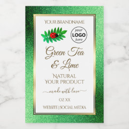 Green Glitzer White Product Labels Ladybug Logo Lebensmitteletikett