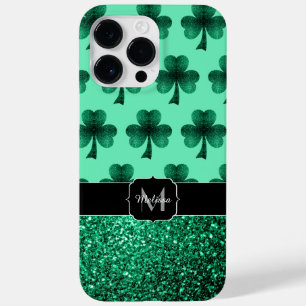 Green Glitzern Kleeblatt St. Patrick' Day Monogram Case-Mate iPhone Hülle