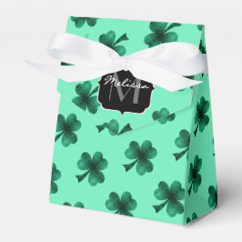 Green Glitzern Kleeblatt St. Patrick' Day Monogram Geschenkschachtel