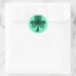 Green Glitzern Kleeblatt St Patrick'Day türkis Runder Aufkleber