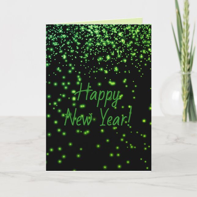 Green Glow FAPPY NEW YEAR Personalisierte Karte (Vorderseite)